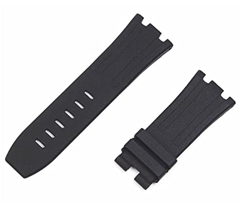 GAFNED 28 mm Natur-Fluor-Gummi-Silikon-Uhrenarmband für AP-Armband für Audemars und Piguet-Gürtel 15703, 15710, 15706(Black strap,28mm rose buckle) von GAFNED