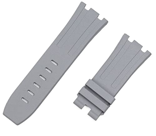 GAFNED 28 mm Natur-Fluor-Gummi-Silikon-Uhrenarmband für AP-Armband für Audemars und Piguet-Gürtel 15703, 15710, 15706(Grey strap,28mm silver buckle) von GAFNED