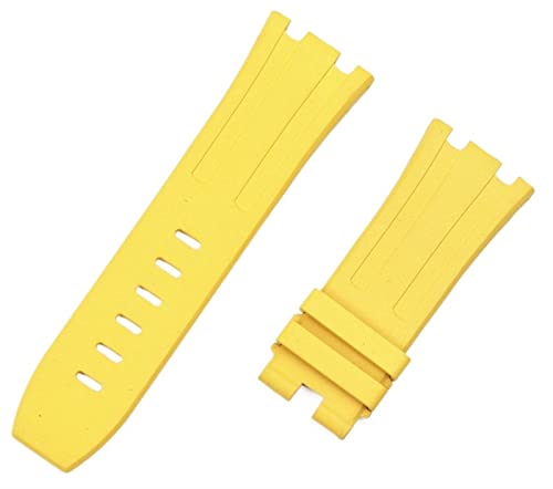 GAFNED 28 mm Natur-Fluor-Gummi-Silikon-Uhrenarmband für AP-Armband für Audemars und Piguet-Gürtel 15703, 15710, 15706(Yellow stap,28mm no buckle) von GAFNED