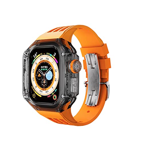 GAFNED 49 mm Uhrengehäuse, Sportuhrenarmband, für Apple Watch Ultra 8, 49 mm Serie, Luxus-Modifikationsset, transparentes Gehäuse, Silikonband, 49 mm, Achat von GAFNED