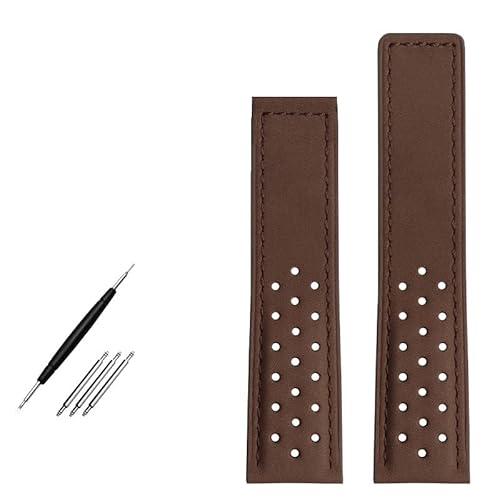 GAFNED Armband 22 mm Echtlederarmband für Herrenarmbanduhren der TAG HEUER MONACO-Serie mit Faltschließe und Nubuk-Uhrenarmbändern(Dark brown) von GAFNED