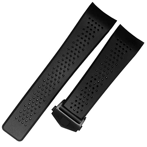 GAFNED Beobachten Sie das Armband Ersatz für Tag Grand Carrera Aquaracer Gummi -Silikon -Armband Männer Armband Accessoires Uhren Band(Black black buckle,24mm) von GAFNED