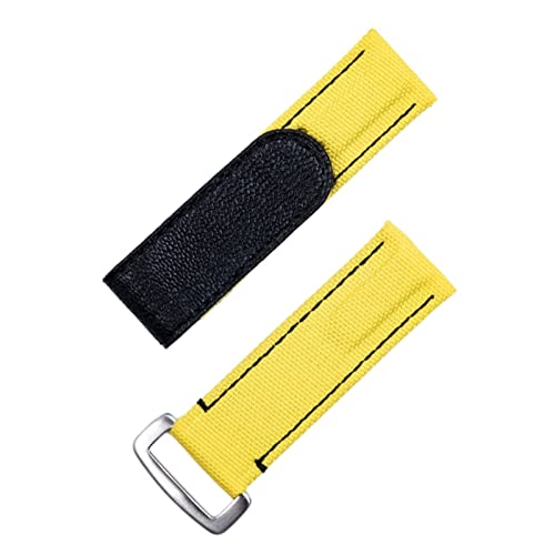 GAFNED Buntes 20-mm-Uhrenarmband aus Nylongewebe und Leder für das Armband DAYTONA SUBMARINER GMT Yacht-Master DateJust Uhrenarmband(Yellow Silver Buckle) von GAFNED