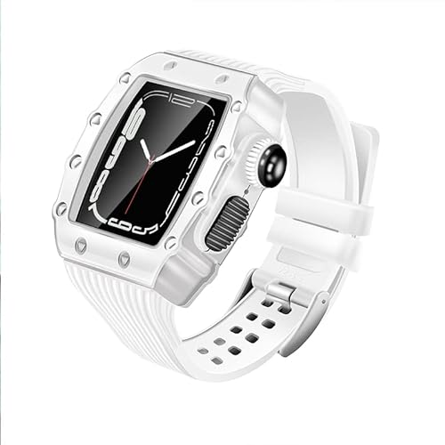 GAFNED Edelstahl-Uhrengehäuse, Gummiband-Set, für Apple Watch 44 mm, 45 mm, Serie 9, 8, 7, SE, 6, 5, 4, 3, 2, 1, 40 mm, 41 mm, Ersatz-Upgrade-Modifikationsset, 41 mm, Achat von GAFNED