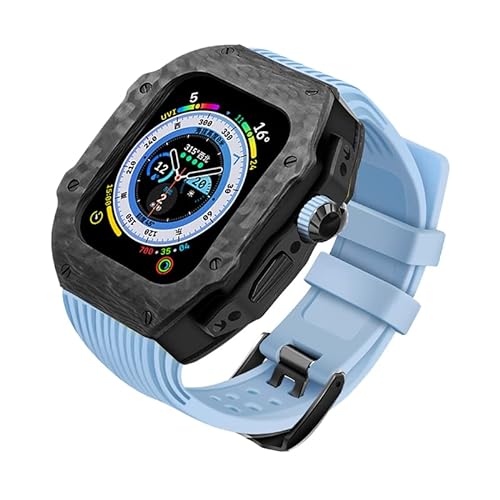 GAFNED Fluorkautschuk-Uhrenarmband, Carbonfaser-Gehäuse, Modifikationsset, für Apple Watch Ultra 8, 49 mm, 7, 6, 5, 4, SE, 45 mm, 44 mm, Ersatz-Sportuhr-Zubehör mit Werkzeug, 44mm, Achat von GAFNED