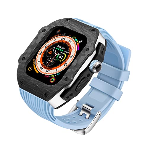 GAFNED Fluorkautschuk-Uhrenarmband, Carbonfaser-Gehäuse, Modifikationsset, für Apple Watch Ultra 8, 49 mm, 7, 6, 5, 4, SE, 45 mm, 44 mm, Ersatz-Sportuhr-Zubehör mit Werkzeug, 44mm, Achat von GAFNED