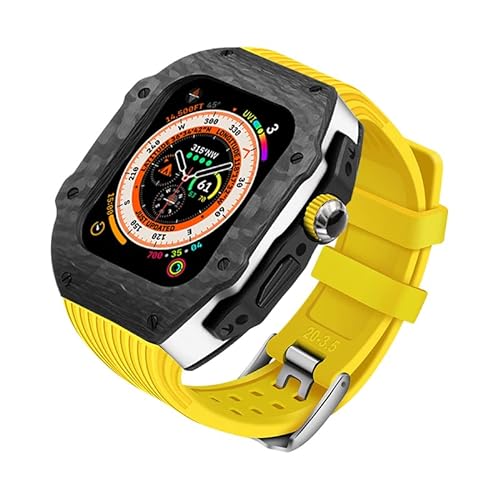 GAFNED Fluorkautschuk-Uhrenarmband, Carbonfaser-Gehäuse, Modifikationsset, für Apple Watch Ultra 8, 49 mm, 7, 6, 5, 4, SE, 45 mm, 44 mm, Ersatz-Sportuhr-Zubehör mit Werkzeug, 45 mm, Achat von GAFNED