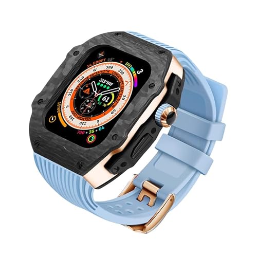 GAFNED Fluorkautschuk-Uhrenarmband, Carbonfaser-Gehäuse, Modifikationsset, für Apple Watch Ultra 8, 49 mm, 7, 6, 5, 4, SE, 45 mm, 44 mm, Ersatz-Sportuhr-Zubehör mit Werkzeug, 49 mm, Achat von GAFNED