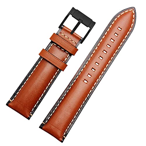 GAFNED Für Fossil BQ2363/2453 ME3099 3052 3054 FS5380/5453 FS4735 FS4812 Kaufmannsgurt Vintage echtes Leder Uhrenband 20 22 mm(Light brown black,20mm) von GAFNED