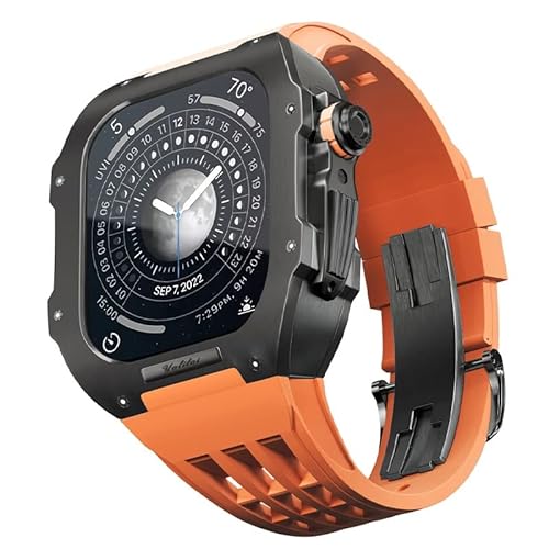 GAFNED Gummi-Uhrenarmband, Titan-Lünette, für Apple Watch 6/5/4/SE, 44 mm, Ersatzzubehör, Titanlegierung, Silikon-Uhrenarmband-Set mit DIY-Werkzeug, 44MM, Achat von GAFNED