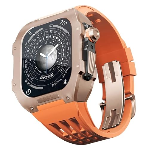 GAFNED Gummi-Uhrenarmband, Titanlegierung, Lünette, für Apple Watch 7/8, 45 mm, Ersatzzubehör, Edelstahl-Uhrengehäuse, Mod-Kit-Zubehör, 45 mm, Achat von GAFNED