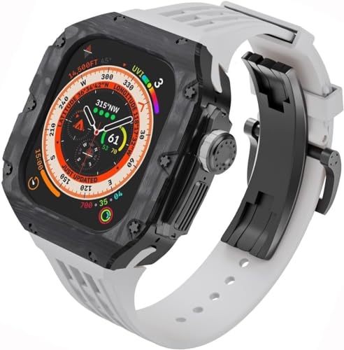 GAFNED Hochwertiges Kohlefaser-Uhrengehäuse, Gummiband, für Apple Watch Ultra 2, 49 mm Serie, Ersatz-Uhrengehäuse, Uhrenarmband, Mod Kit, für iWatch Serie 49 mm Zubehör, For Ultra 2, Achat von GAFNED