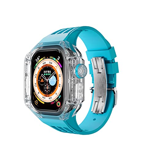 GAFNED Luxuriöses Fluorkautschuk-Sportuhrarmband für Apple Watch Ultra 49 mm, Modifikationsset, 49 mm, Serie 8, transparentes Gehäuseband, 49 mm, Achat von GAFNED