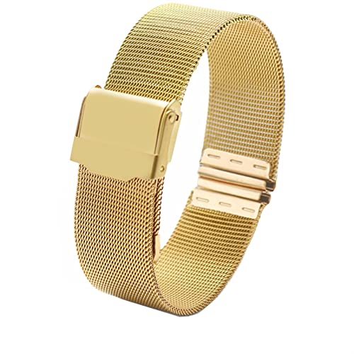 GAFNED Milanische Schleife weiblich Einfaches Watchband 12 13 14 15 16 17 18 19 20 22mm Metallwebe Modetrendarmband für Dw ar Uhrenarmband(Gold,18mm) von GAFNED