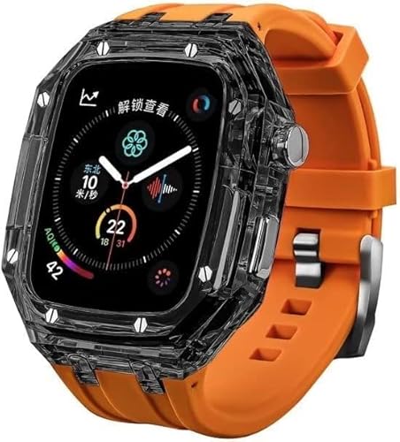 GAFNED Modifikationsset, transparentes Schutzhülle, Gummiband, für Apple Watch 8, 7, 6, 5, 4, SE, 45 mm, 44 mm, buntes Uhrengehäuse, Gummi-Uhrenarmbandschlaufe, 45 mm, Achat von GAFNED