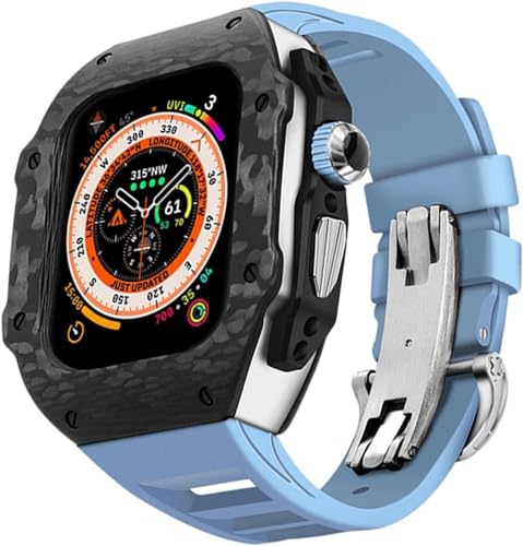 GAFNED RM-Umbauset aus Karbonfaser und Titanlegierung, für Apple Watch Ultra 8, 49 mm, 7, 45 mm, 6/5/4/SE, 44 mm Serie, RM-Umbausatz, Sport-Gummiband, Herren-Metall-Uhrenabdeckung, 44mm, Achat von GAFNED