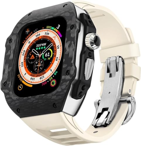 GAFNED RM-Umbauset aus Karbonfaser und Titanlegierung, für Apple Watch Ultra 8, 49 mm, 7, 45 mm, 6/5/4/SE, 44 mm Serie, RM-Umbausatz, Sport-Gummiband, Herren-Metall-Uhrenabdeckung, 44mm, Achat von GAFNED