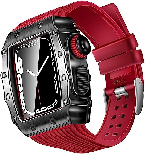 GAFNED Robustes Uhrengehäuse aus Legierung und Silikon-Uhrenarmband, für Apple Watch Serie 8/7/6/5/4/SE, 44 mm, 45 mm, 41 mm, 40 mm, zum Selbermachen, Zink-Uhrenabdeckung + Silikon-Armbänder, 40 mm, von GAFNED