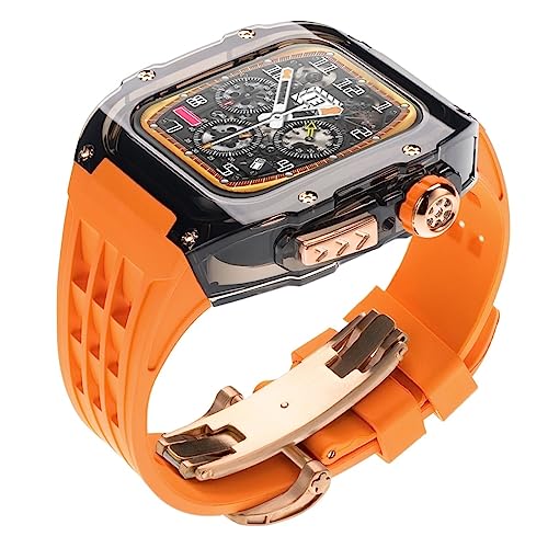 GAFNED Silikon-Uhrenarmband, transparent, für Apple Watch 44 mm, 45 mm, 8, 7, 6, 5, 4, SE-Serie, Gummi-Uhrenarmband, Kler-Hülle, Sport-Mod-Kit, 44MM, Achat von GAFNED