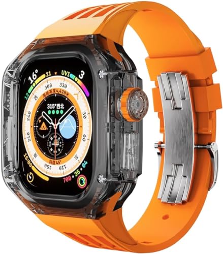 GAFNED Silikon-Uhrenarmband + transparentes Uhrengehäuse, Mod-Kit, für Apple Watch 8 Ultra 49 mm Serie, Ersatzarmband, Fluorkautschuk-Uhrenarmband und Gehäuse-Zubehör, For Ultra 2, Achat von GAFNED