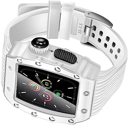 GAFNED Silikon-Uhrenarmband mit Legierungsrahmen, für Apple Watch 8/7, 45 mm, 41 mm, 44 mm, 40 mm, für Damen- und Herren-Uhrenarmband, Mod-Kit, RM-Metalllünette, Schutz, Sportarmband, Ersatz-Set, For von GAFNED