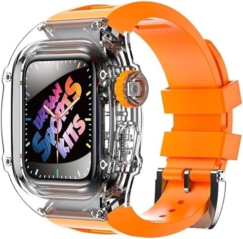 GAFNED Transparentes Uhrengehäuse, Gummiband, Mod-Kit, für Apple Watch 8/7/6/5/4/SE, transparentes Uhrengehäuse, sportliches atmungsaktives Armband, für iWatch 45 mm, 44 mm, Ersatzzubehör, 44MM, Achat von GAFNED