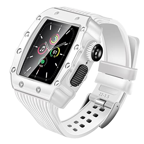 GAFNED Uhrenarmband aus Aluminiumlegierung, Silikonarmband, für Apple Watch 9, 8, 7, 6, 5, 4, SE, 44 mm, 45 mm, Ersatzarmband für Sportgürtel, Zubehör, Gehäuse, Modifikationsset, 44mm, Achat von GAFNED