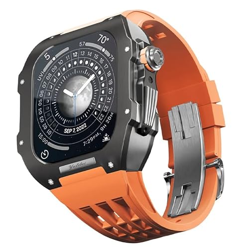 GAFNED Uhrenarmband aus Titanlegierung, Gummiband, für Apple Watch 7, 8, 45 mm, Ersatzzubehör, Silikon-Uhrenarmband, Metallgehäuse, Modifikationsset, 45 mm, Achat von GAFNED