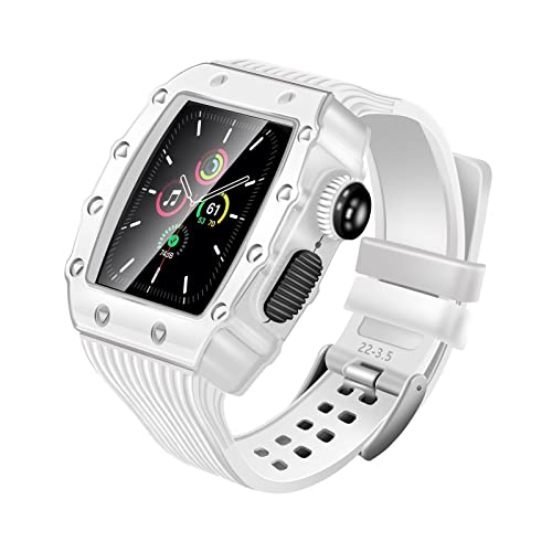 GAFNED Uhrengehäuse aus Zinklegierung und Gummi-Uhrenarmband-Set, für Apple Watch Serie 9/8/7/6/5/4/3/SE, 40 mm, 41 mm, 44 mm, 45 mm, Ersatzarmband, 40 mm, Achat von GAFNED