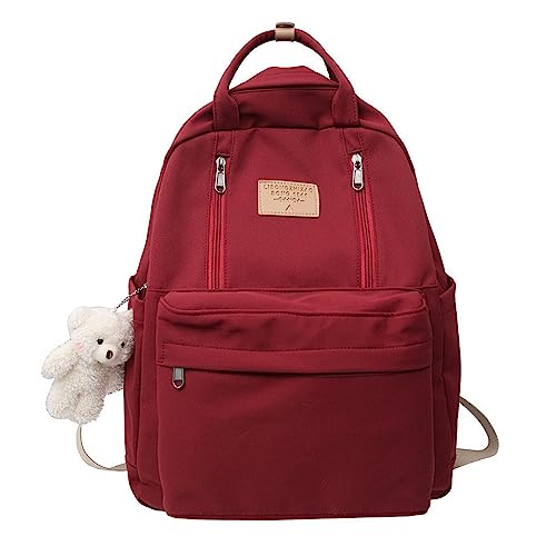 GAGALU Kawaii Rucksack Laptop Rucksack Multifunktions Doppelreißverschluss Frauen Rucksack Teenager Mädchen Laptop Rucksack Student Umhängetasche Schultasche, rot, A von GAGALU