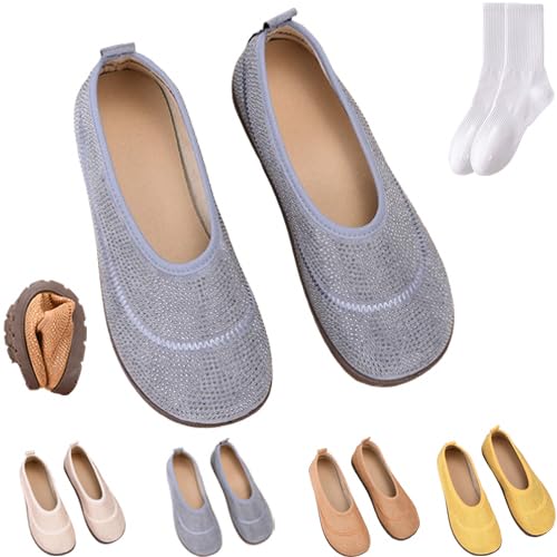 Damen Elegant Sparkly Strass Ballerinas Damen Slip-on Loafers Weiche Unterseite Leichte Ballerina Schuhe Bequeme rutschfeste Wanderschuhe für Business Hochzeit Party, grau, 0 UK Damen Elegant Sparkly Strass Ballerinas Damen Slip-on Loafers Weiche Unterseite Leichte Ballerina Schuhe Bequeme rutschfeste Wanderschuhe für Business Hochzeit Party, grau, 0 UK von GAGFDA