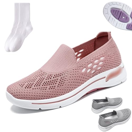 Damen Gewebte Orthopädische Atmungsaktive Weiche Sohle Schuhe Orthopädische Wanderschuhe für Frauen Outdoor Atmungsaktiv Bequem Slip On Mesh Loafers Schuhe für Frauen, rose, 39 EU von GAGFDA