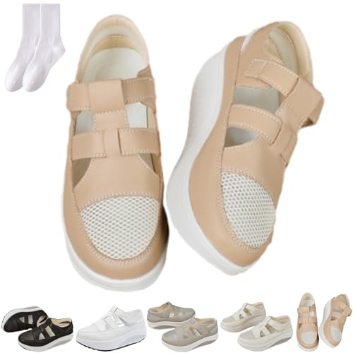 Damen Leder Plateau Wedge Rocker Bottom Schuhe Sneaker Damen Hollow Out Atmungsaktiv Bequem Geschlossene Zehen Orthopädische Sandalen Turnschuhe Leichte Verstellbare Rutschfeste Wanderschuhe, braun, 0 Damen Leder Plateau Wedge Rocker Bottom Schuhe Sneaker Damen Hollow Out Atmungsaktiv Bequem Geschlossene Zehen Orthopädische Sandalen Turnschuhe Leichte Verstellbare Rutschfeste Wanderschuhe, braun, 0 von GAGFDA