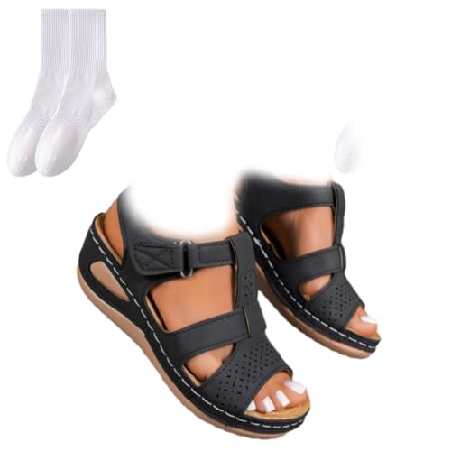 Damen-Sandalen, Vintage-PU-Leder, orthopädische Keilsandalen, römische Sandalen, Sommer, offener Zehenbereich, leichte Plateauschuhe, bequem, verstellbar, Wanderschuhe, Schwarz , 0 UK Damen-Sandalen, Vintage-PU-Leder, orthopädische Keilsandalen, römische Sandalen, Sommer, offener Zehenbereich, leichte Plateauschuhe, bequem, verstellbar, Wanderschuhe, Schwarz , 0 UK von GAGFDA