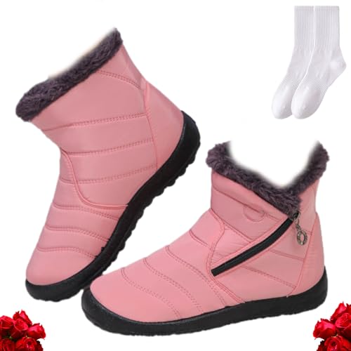 GAGFDA Damen Gemütliche Winterstiefel Wasserdicht Anti-Rutsch Orthopädische Stiefel mit seitlichem Reißverschluss Orthopädische Stiefeletten Frauen Casual Outdoor Pelz Gefüttert Warm Flach Walking von GAGFDA