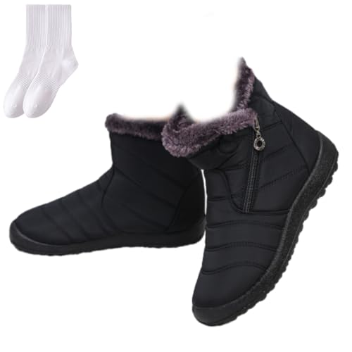 GAGFDA Damen Gemütliche Winterstiefel Wasserdicht Anti-Rutsch Orthopädische Stiefel mit seitlichem Reißverschluss Orthopädische Stiefeletten Frauen Casual Outdoor Pelz Gefüttert Warm Flach Walking von GAGFDA