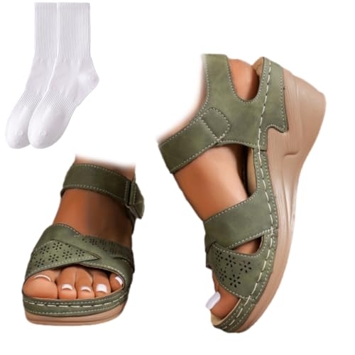 GAGFDA Damen Retro Stil Sommer Keil Orthopädische Sandalen Damen PU Leder Leichte Verstellbare Plattform Walking Sandalen Casual Bequeme Offene Zehen Strandschuhe, dunkelgrün, 0 UK GAGFDA Damen Retro Stil Sommer Keil Orthopädische Sandalen Damen PU Leder Leichte Verstellbare Plattform Walking Sandalen Casual Bequeme Offene Zehen Strandschuhe, dunkelgrün, 0 UK von GAGFDA