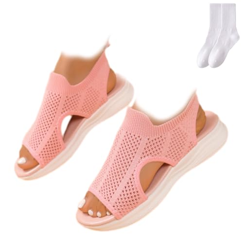 GAGFDA Waschbare Slingback Orthopädische Slide Sport Sandalen - Bequeme Mesh Sandalen für Damen Sommer Casual Plattform Walking Arch Support Schuhe Atmungsaktive Keilabsatz Strandschuhe, rose, 0 UK von GAGFDA