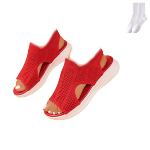 GAGFDA Waschbare Slingback Orthopädische Slide Sport Sandalen - Bequeme Mesh Sandalen für Damen Sommer Casual Plattform Walking Arch Support Schuhe Atmungsaktive Keilabsatz Strandschuhe, rot, 0 UK GAGFDA Waschbare Slingback Orthopädische Slide Sport Sandalen - Bequeme Mesh Sandalen für Damen Sommer Casual Plattform Walking Arch Support Schuhe Atmungsaktive Keilabsatz Strandschuhe, rot, 0 UK von GAGFDA