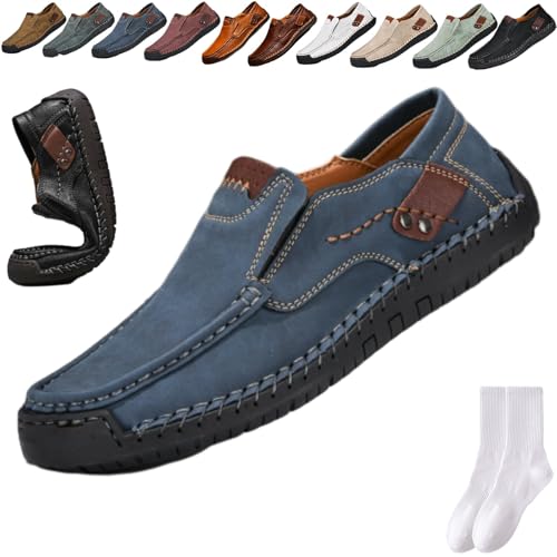 Lässige, elegante Herren-Slipper, Mokassins, handgefertigtes Leder, leichte Wanderschuhe, Fahrschuhe, weiche Unterseite, bequem, flach, Büro, Business, Anzugschuhe, blau, 0 UK Lässige, elegante Herren-Slipper, Mokassins, handgefertigtes Leder, leichte Wanderschuhe, Fahrschuhe, weiche Unterseite, bequem, flach, Büro, Business, Anzugschuhe, blau, 0 UK von GAGFDA