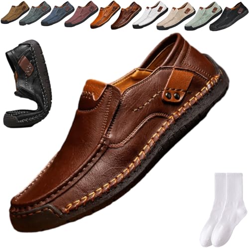 Lässige, elegante Herren-Slipper, Mokassins, handgefertigtes Leder, leichte Wanderschuhe, Fahrschuhe, weiche Unterseite, bequem, flach, Büro, Business, Anzugschuhe, dunkelbraun, 0 UK Lässige, elegante Herren-Slipper, Mokassins, handgefertigtes Leder, leichte Wanderschuhe, Fahrschuhe, weiche Unterseite, bequem, flach, Büro, Business, Anzugschuhe, dunkelbraun, 0 UK von GAGFDA