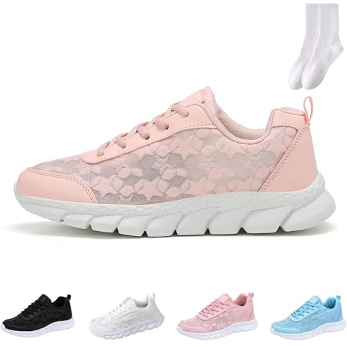 Luxuriöse orthopädische Damen-Laufschuhe, Damen-Laufschuhe, modisch, Sommer, leicht, atmungsaktiv, bedruckt, Wanderschuhe mit Fußgewölbeunterstützung, für Tennissport, rose, 0 UK von GAGFDA
