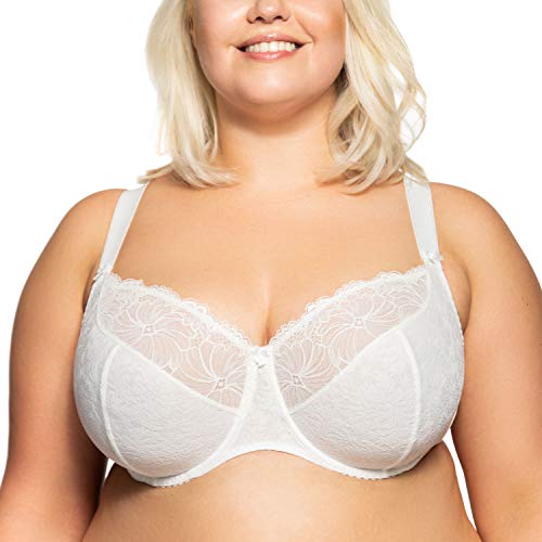 GAIA Damen BH Soft Chantal – mit Spitzenbesatz – Seitliche Stäbchen im Unterbrustband – Hergestellt in Polen – Hochgeschlossene Cups – Bequemer Alltags BH Ecru I75 von GAIA