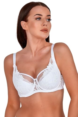 GAIA Damen Halbschalen-BH 1134 Keto | G85 | Weiß | Eleganter Semi-Soft BH mit Spitze für perfekten Halt und Komfort | Beliebte SS10-Konstruktion von GAIA