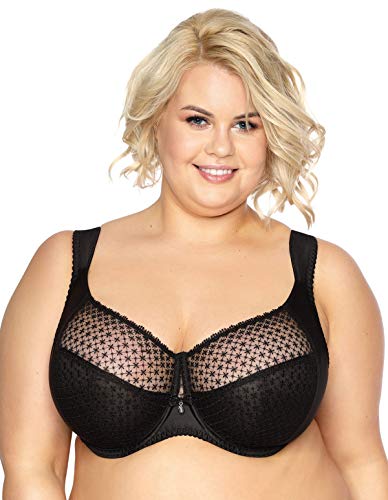 Gaia Damen BH Soft Schalen Netz Stickerei Unterwäsche S874M Samira Maxi, Schwarz,105D von Kamea