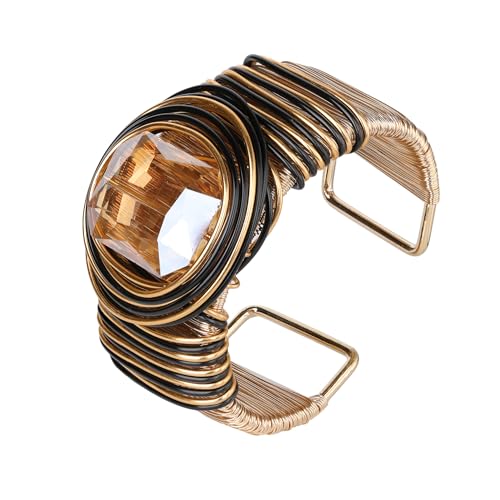 GAIACWOOD Gold Cuff Armbänder für Frauen, Chunky Armband mit Bernstein Glas Stein, verstellbare Kupfer Armreif Armband, Trendy Arm Manschette Schmuck für Frauen GAIACWOOD Gold Cuff Armbänder für Frauen, Chunky Armband mit Bernstein Glas Stein, verstellbare Kupfer Armreif Armband, Trendy Arm Manschette Schmuck für Frauen von GAIACWOOD