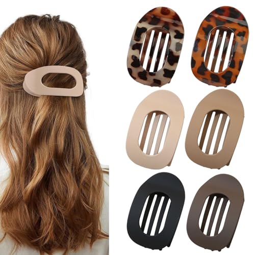 6 Stück Flache Haarklammern für Damen & Mädchen, Elegante Entenschnabel-Haarspangen 2025, Französische Flat Claw Clip für Dickes oder Dünnes Haar, Alltag, Sport oder Fahren (C) von GAIALYST