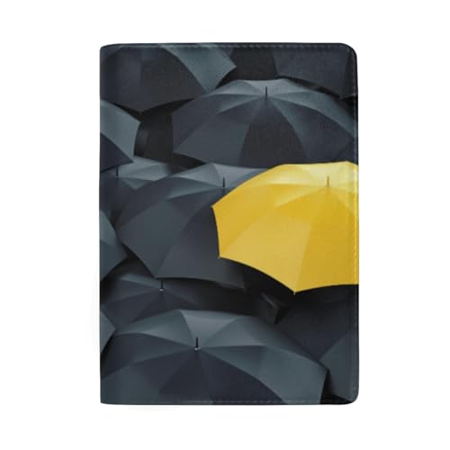 Abstraktes Mandala-Grafikdesign Reisepass und Kartenhalter Reisepasshüllen für Frauen, Gelber Regenschirm unter dunklen von GAIREG