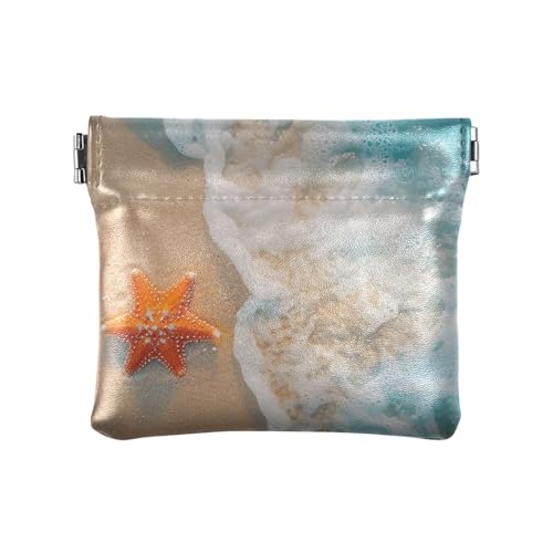 Batik-Münzgeldbörse mit Schmetterlingen, PU-Leder, für Damen und Herren, Blick von oben auf den Strand mit Sand, Muster: Batik-Münzgeldbörse mit Schmetterlingen, PU-Leder, für Damen und Herren, Blick von oben auf den Strand mit Sand, Muster: von GAIREG