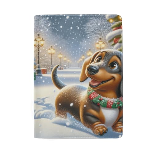 Bunte Reisepasshülle für Herren, Süßer Dackel Weihnachten von GAIREG